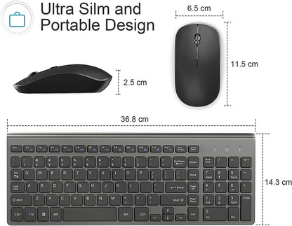 JOYACCESS Wireless Keyboard and Mouse,2.4G Ergonomic and Slim Wireless Computer Keyboard Mouse Designed for Windows, PC, Laptop,Tablet - Black Grey
