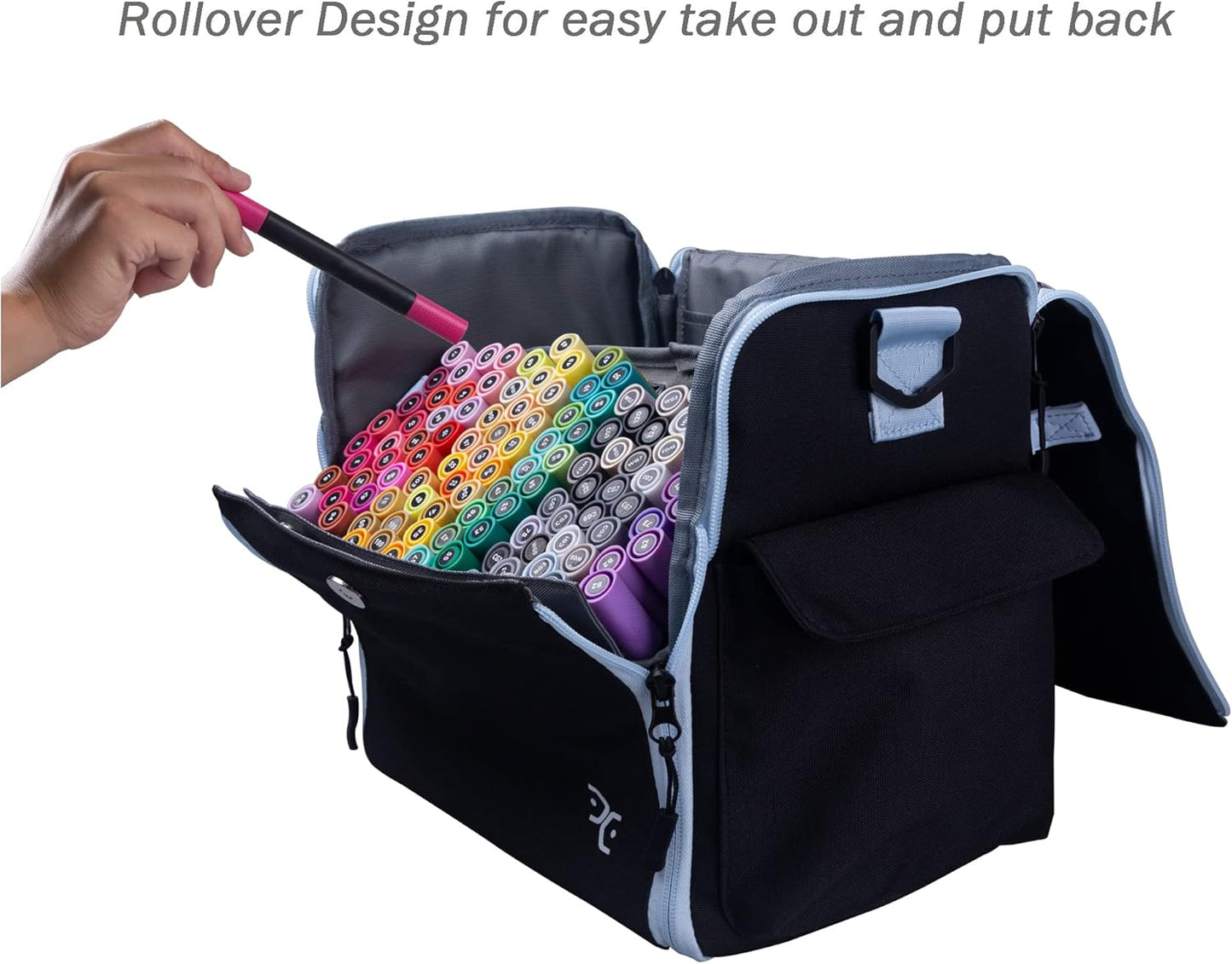 Togood Crossbody Handbag for Marker Pens, Up to 150 PCS (Black)