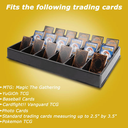 2-Pack Card Sorting Tray with 18 Compartments Each Trading Cards Organizer for Raw, Sleeved & Toploader Storage Includes 100 Sleeves & 30 PP Dividers Label-Friendly, Stackable Storage Solution