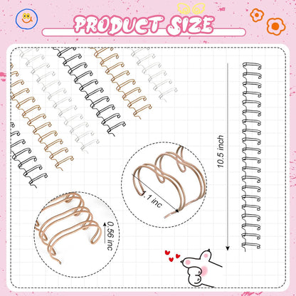 30Pcs Metal Double Loop Binding Wires Double Spiral Binding Ring Coil, 9/16" 23 Holes, 2:1 Pitch Cinch Binding Machine Wire for Teacher Student Document Notebook File Making (Classic Color)