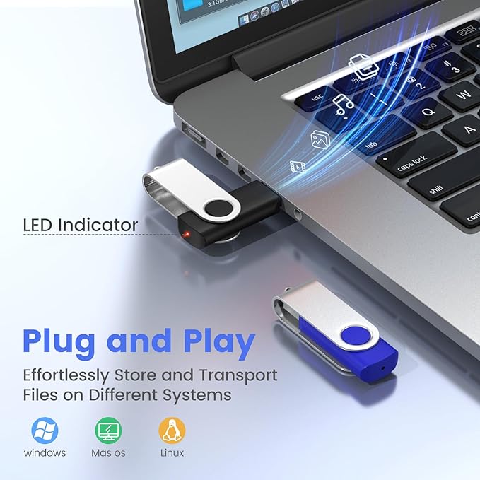 ABLAZE Flash Drives 4GB 20 Pack, USB 2.0 Thumb Drive Bulk with Lanyards Swivel Memory Stick U Disk 4GB Pendrive USB Pack (Mixcolors)