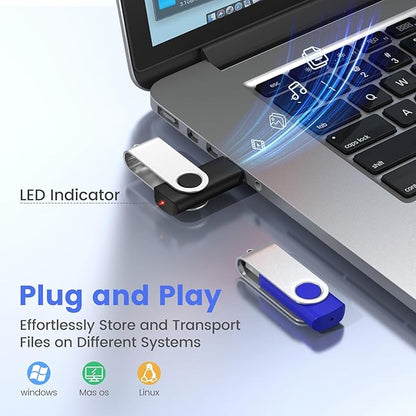 ABLAZE Flash Drives 4GB 20 Pack, USB 2.0 Thumb Drive Bulk with Lanyards Swivel Memory Stick U Disk 4GB Pendrive USB Pack (Mixcolors)