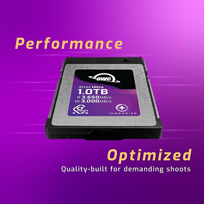 OWC Atlas Ultra 1.0TB High-Performance CFexpress 4.0 Type B Memory Card, up to 3650MB/s Read, for Pro Video and Photo