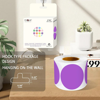 PARLAIM 3" Diameter Round Purple Color Coding Sticker, 4 Rolls 2000PCS Circle Dot Label,Permanent for Inventory Box Labeling