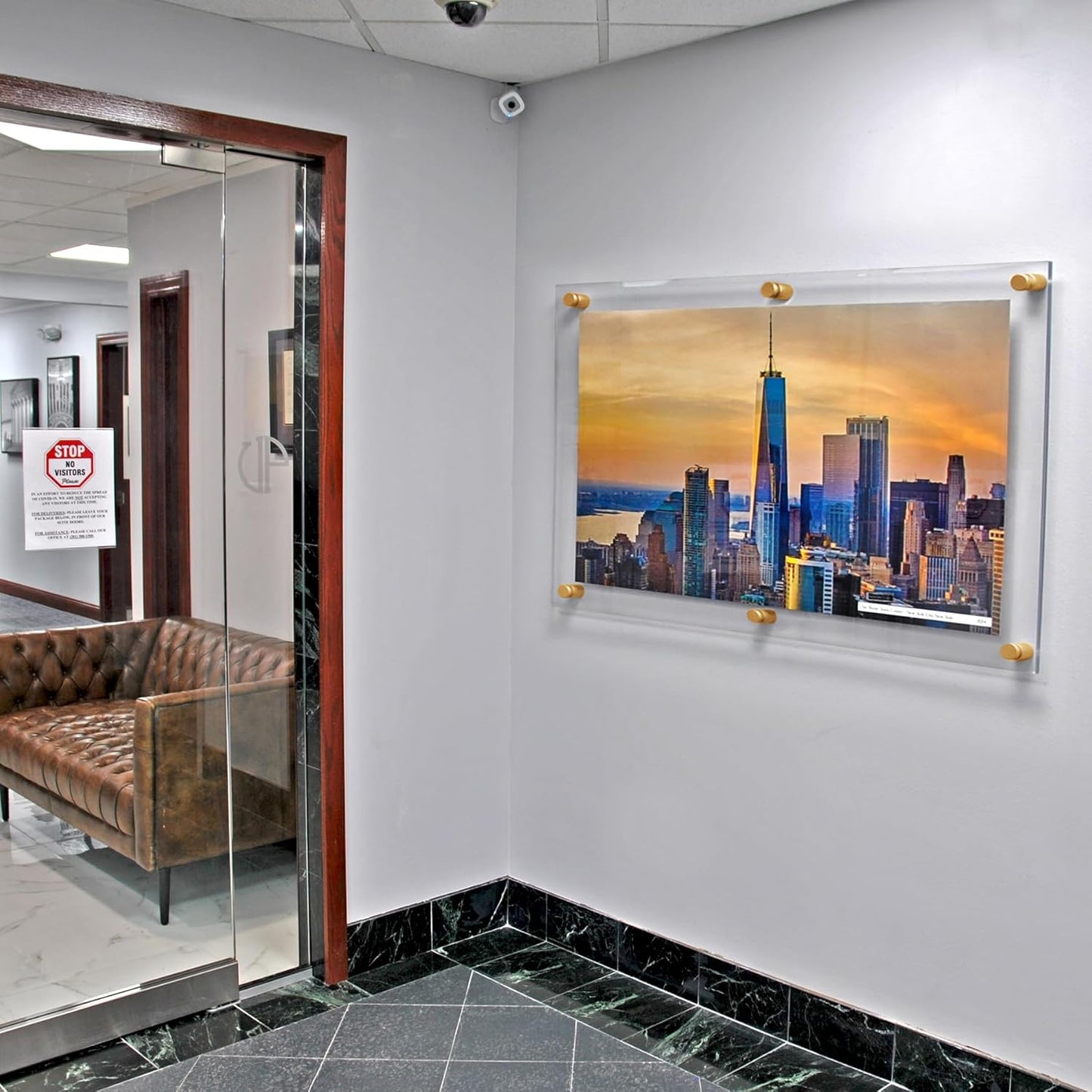 Azar Displays 105540-GLD Acrylic Floating Double Panel Wall Frame,30" x 40" Graphic Size, Overall Frame Size: 34" x 44", Gold