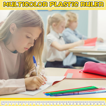 Teling 192 Pack Rulers Bulk for Classroom Transparent Colorful Metric Rulers with Inches and Centimeters 8 Colors for Kids Back to School Supplies(12 Inch)