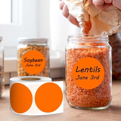 PARLAIM 2 inch Round Color-Code Dot Sticker Labels, 4 Rolls 2000 Adhesive Label Pack in Dispenser Box, Orange