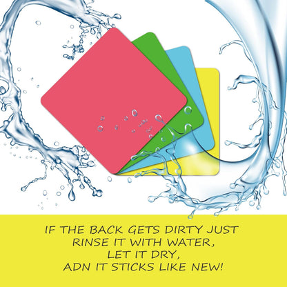 Dry Erase Sticky Notes Reusable Labels for Storage Bins Organizing Jar Pantry, Waterproof Removable Label Stickers for Kitchen Office School All Purpose Use (4x4 inches), Dry Erase Sheets