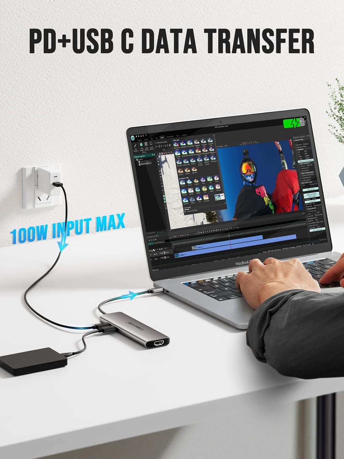 Lemorele 8-in-1 USB C Hub Multiport Adapter, USB-C Hub with 4K HDMI Output, 100W Power Delivery, USB 3.0 5Gbps Port, SD/TF Card Reader Adpater, Compatible for MacBook Pro, XPS, Chromebook and More