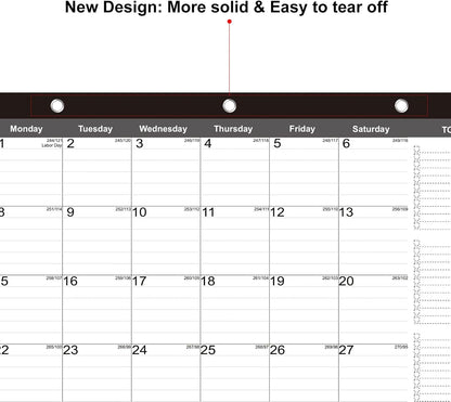 TOWWI Desk Calendar 2025-2026, Large Wall or Desktop Monthly Calendar for Daily Schedule, Office, Home - 16.7x11.6 inches (Black)
