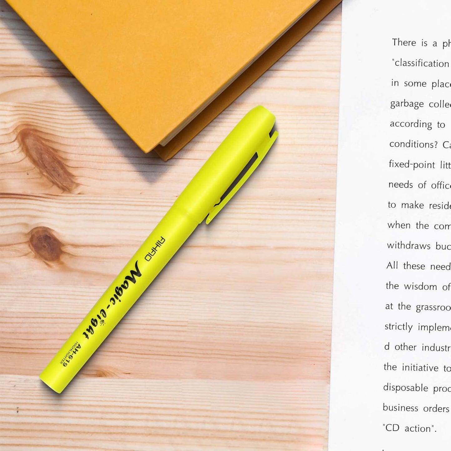 AIHAO Yellow Highlighters Markers, Chisel Tip Highlighter Pens, Pocket-Style, Fluorescent Yellow, 24 Pack