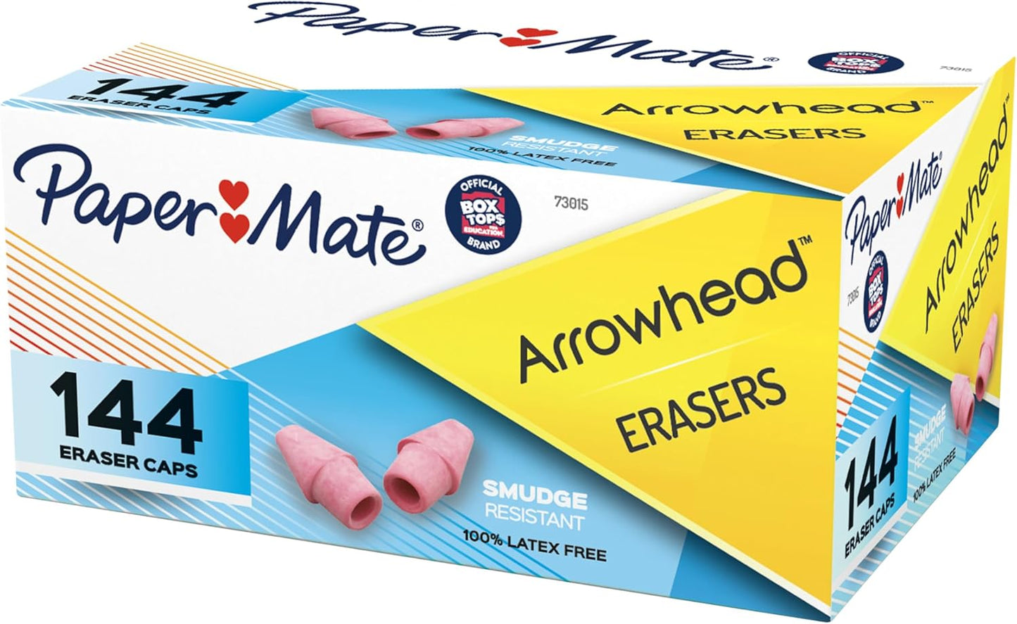 Paper Mate Arrowhead Pink Pearl Cap Erasers, 144 Count - Back to School, Classroom, Homeschool, Teacher Supplies
