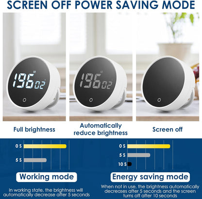 Digital Kitchen Timer Magnetic 200 Minute Countdown Count Up Battery Powered Magnetic Digital Timer Upright Desk with Hidden Stand for Cooking Baking