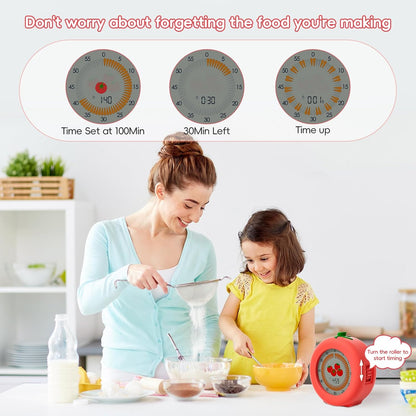 Digital Visual Timer for Kids with Protective Case, Tomato Theme 299 Minute Pomodoro Timer for Classroom Office Kitchen, Time Management Tools for ADHD Children