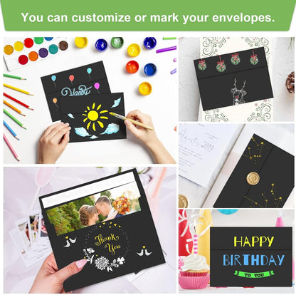 70 Packs A4 Envelope, Black A4 Envelopes, 4x6 Photo Envelopes for Invitations, Envelopes Self Seal for Weddings, Baby Shower, Photos, Postcards, Greeting Cards, Mailing