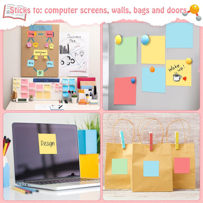 Fainne 60 Pack Sticky Notes Bulk Back to School Supplies Self Stick Note Pads Paper Memo for Office First Day of School Student Teacher Essentials (3x3inch,Lively Colors)
