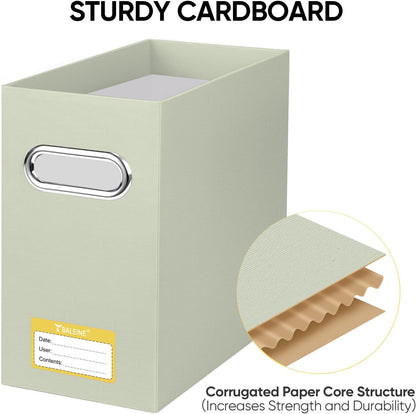 BALEINE File Organizer Box, Cardboard File Folder Organizer with Handle for Letter Size, Portable Collapsible Hanging Filing Box for Home Office Document Storage (4 Pack, Beige)