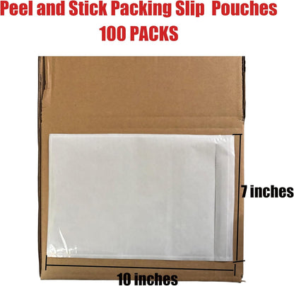100 Pack Packing List Envelopes, 6.7 x 10 inches, Clear Self-Adhesive Shipping Labels Sleeves/Pouches