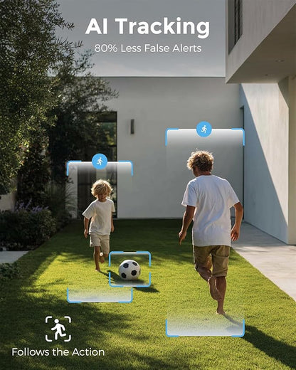 Devo Solar Security Camera Wireless Outdoor, 2.3K HD 360° PTZ Color Night Vision, AI/PIR Human Detection, 2-Way Audio, Solar & Battery Powered, WiFi 6, IP66 Waterproof, Triple Alert System White