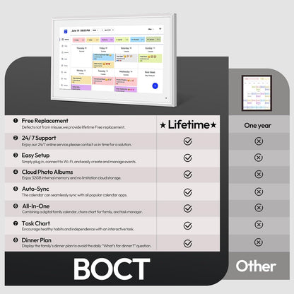 BOCT 15.6'' Digital Calendar Wall - 32GB Memory Touch Screen Chore Chart Smart Calendar,Digital Planner,Auto-Sync,APP Control,Interactive Family Schedules, Gift for Mother