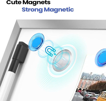 Small Desktop White Board with Stand, 10" x 10" Double-Sided Silver Aluminium Frame Whiteboard for Kids, Mini Dry Erase Board for Home, Office, School