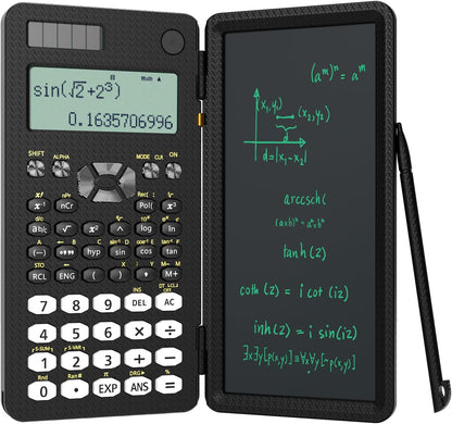 Scientific Calculator for Students, 82MS Foldable Science Calculator with Notepad Solar Energy Science Calculators for Middle and High School Supplies (82MS Black)