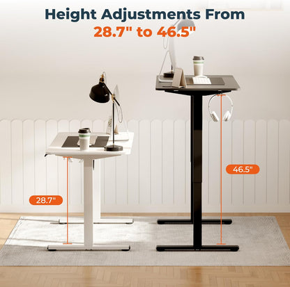 Adjustable Stand Up Desk Standing Desk, 63x24 Inches Home Office Desk with Memory Preset, Computer Workstation Splice Black Top + Black Frame