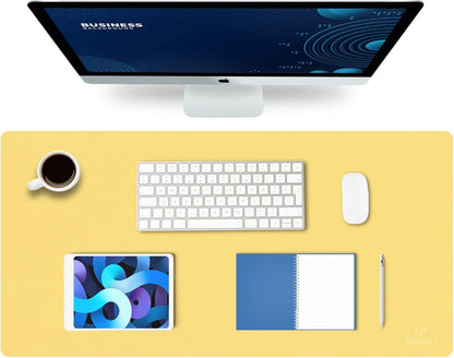 K KNODEL Large Office Leather Desk Mat, Mouse and Keyboard Pad, Computer and Laptop Mat, Desktop Protector and Cover, Writing Pad and Blotter (31.5"x15.7", Yellow)