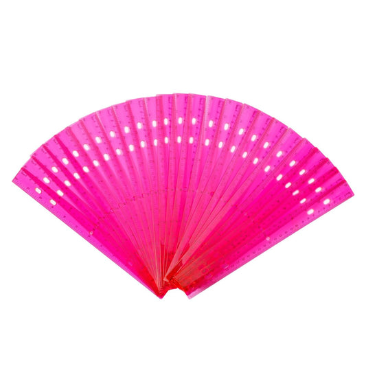 28 Pack Plastic Ruler 12 Inch Transparent Rulers - Metric Bulk for Kids School Office Classroom, Pink