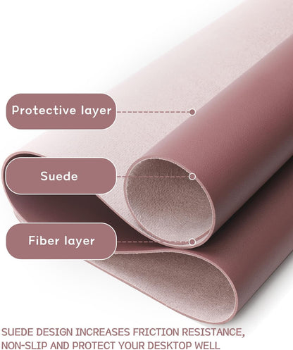 YSAGi Non-Slip Leather Desk Pad, Waterproof Laptop Computer Desk Keyboard Mat, Table Protector Blotter Mat, Large Mouse Pad for Office/Work/Home/Decor(Dark Pink, 23.6" x 13.7")