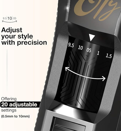 Oty Beard Trimmer for Men Adjustable - Waterproof Cordless Hair Clippers with 20-Length Dial, Stainless Steel Blades, LED Display & Travel Lock - Rechargeable Grooming Kit – Ideal Gift for Me