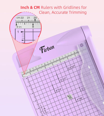 Firbon 12" Guillotine Paper Cutter, Heavy Duty 12-Sheet Capacity Trimmer for Cardstock, Photos, Scrapbooking, Office, Classroom, Studio (Purple)