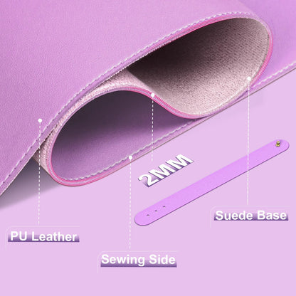 Lilac Leather Desk Pad, 47.2'' x 23.6'', Suede Base, Non-Slip, Waterproof Office & Home Writing Pad