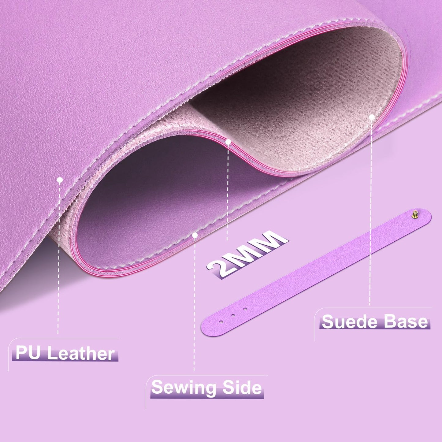 Leather Desk Pad Protector, Desk Mat, Large Mouse Pad, Non-Slip Desk Blotter, Office Laptop Desk Pad, PU Leather Desk Writing Pad for Office and Home (Lilac, 31.5" x 15.7")