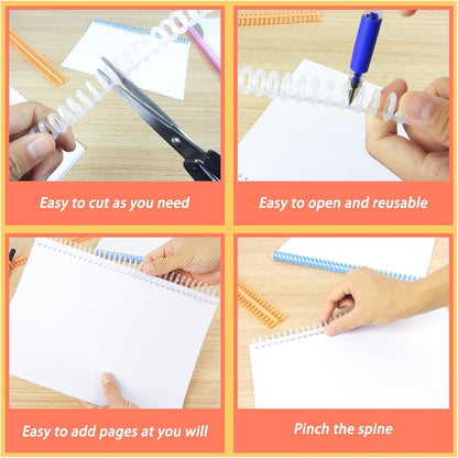 RAYSON Click Binding Spines, 3:1 Pitch, Clear, Binds Up to 120 Sheets, Compatible with A4 and Letter Size Paper, 30-Pack, Reclosable Binding Combs for Presentations & Reports