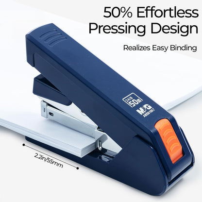 M&G Effortless Stapler 50 Sheet Capacity One-Touch Stapling, Heavy Duty Desktop Stapler Includes 1000 Staples and Remover, Portable Handheld Staplers for Home & Office (Dark Blue)