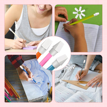 PRALB 200PCS Grayish White Pencil Top Eraser Caps - Compact Bullet Tip Erasers for Home, School & Office Essentials