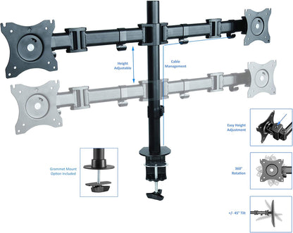 Rocelco Standing Desk Converter with Dual Monitor Mount - 31.5 Inch Sit Stand Up Tabletop Riser with Tablet Holder, Height Adjustable Workstation - Deep Keyboard Tray for Laptop - Gray (R VADRG-DM2)