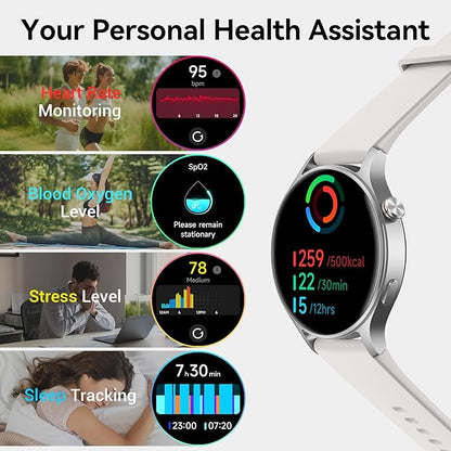 Fitpolo Smart Watch for Men Women,1.3" AMOLED Touchscreen Fitness Tracker, Make/Answer Calls, Heart Rate SpO2 Monitor, IP68 Waterproof, Sleep & Activity Tracking Smartwatch for Android Phones iPhone