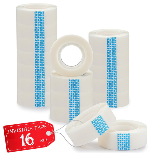 Tape Refills Bulk, 16 Rolls Invisible Tapes for Dispenser, 3/4 Inch X 1000 Inch, Writable Tape, Easy to Tear by Hand for Home School Office Supplies