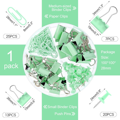 1560 Pcs Paper Clips and Binder Clips Assorted Sizes, Large Medium Small Binder Clip Paperclips Thumb Tacks, College Supplies Home Office Supplies Document Organizing(Pink, Purple, Green)