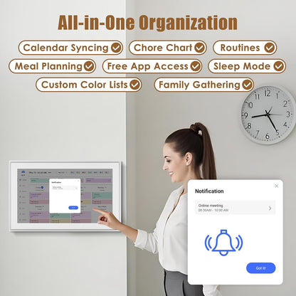 Digital Calendar: 15.6-inch Electronic Calendar & Chore Chart, Smart Touchscreen Interactive Display for Family Schedules–Wall Mount Included, Great for Organizing Your 2025-2026 Wall Planner