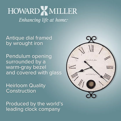 Howard Miller Magdalen Wall Clock – Exquisite Antique Decorative Analog Clock with Quartz Movement, Perfect for Room Decor, Bedroom Decor, Kitchen Clock, Office Wall Decor & Farmhouse Charm