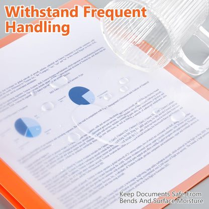 48 Pack Plastic Report Covers with 3 Prongs Presentation Folders Bulk, 100 Sheet Capacity, Clear Front Report Covers for Presentation Document Paper School Office Supplies (Orange)