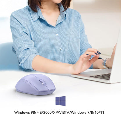 TECKNET Bluetooth Mouse, 4800 DPI Wireless Mouse, 2-Year Battery 6 Adjustable DPI, 6 Buttons Compatible with Laptop/Windows/Computer - Lavender