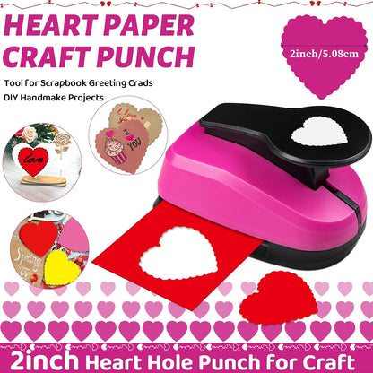 Heart Punch, 2 Inch Scalloped Heart Paper Punch, 50mm Scalloped corazón Shapes Hole Puncher for Paper Crafts Valentine's Day Scrapbooking Greeting Card DIY Albums
