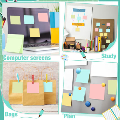 Fainne 200 Pack Sticky Notes Bulk Back to School Supplies Self Stick Note Pads Paper Memo for Office First Day of School Student Teacher Essentials (3 x 3 Inch,Simple Color)