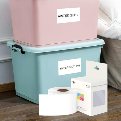 PARLAIM 3 X 5 Inch 4Rolls/1000 Per Rectangle Inventory Color Coding Labels,Roll Square Label Stickers for Home (White)