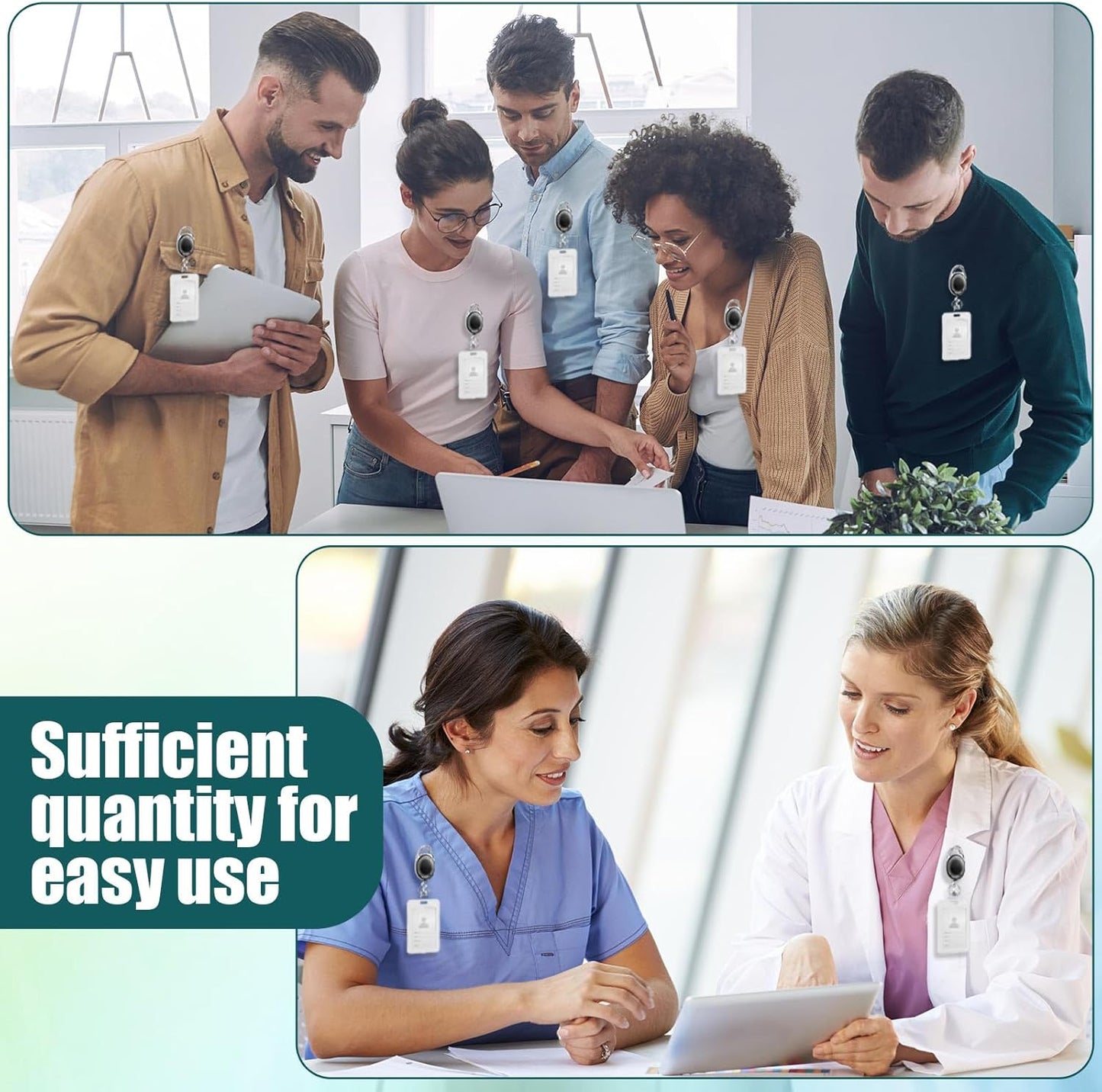 Honoson 30 Pcs Heavy Duty Retractable Badge Reels Batch ID Badge Holder Retractable Clip Bulk Key Holder with Ring for Office Worker Employee, Doctor Nurse Gifts (Transparent Black)