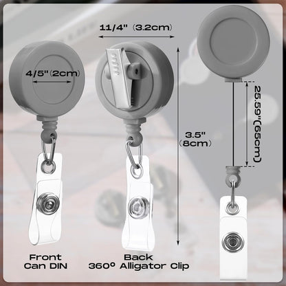 Zonon 50 Pieces Retractable Badge Holder Reels with Swivel Alligator Clip, ID Card Holder Name Badge Reel Clips for Students Teachers Office Workers (Grey)